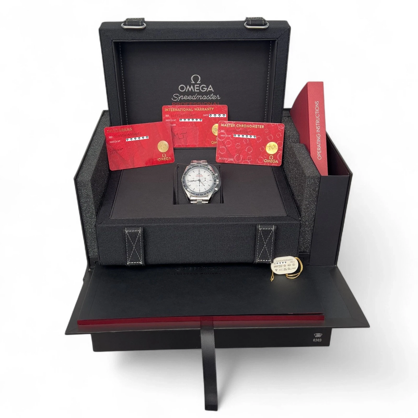 BRAND NEW Omega Speedmaster Moonwatch WHITE 42mm 310.30.42.50.04.001 COMPLETE