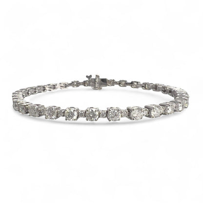 14k White Gold Diamond Alternating Tennis Bracelet 4.73ctw G VS2-SI1 7.00" 10.1g