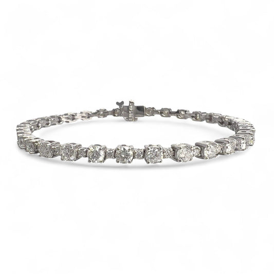 14k White Gold Diamond Alternating Tennis Bracelet 4.73ctw G VS2-SI1 7.00" 10.1g