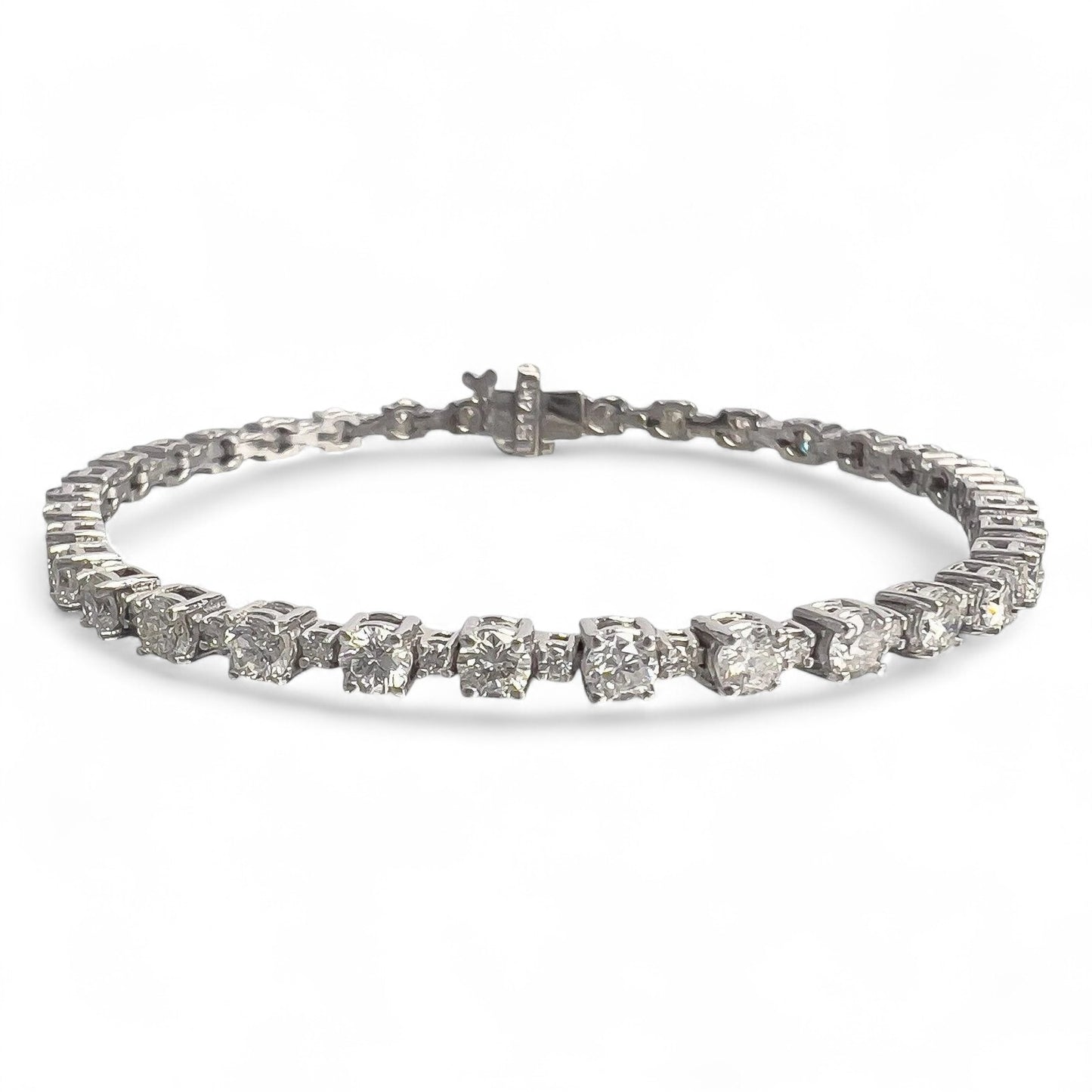 14k White Gold Diamond Alternating Tennis Bracelet 4.73ctw G VS2-SI1 7.00" 10.1g
