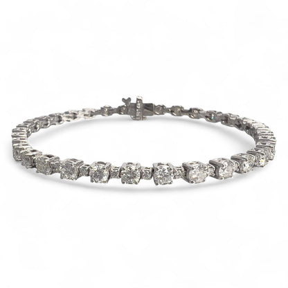 14k White Gold Diamond Alternating Tennis Bracelet 4.73ctw G VS2-SI1 7.00" 10.1g