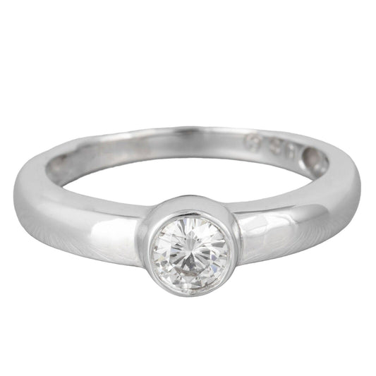 14k White Gold Bezel Set Round Diamond Solitaire Bridal Ring 0.45ct Size 7
