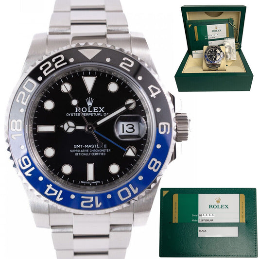 2018 Rolex GMT Master II 116710 BLNR Steel Ceramic Batman Blue 40mm Watch