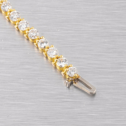 Modern 18k Yellow Gold 46 Stone F VS1 Diamond Tennis Bracelet 4.60ctw 6.75"