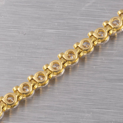 Modern 18k Yellow Gold 46 Stone F VS1 Diamond Tennis Bracelet 4.60ctw 6.75"