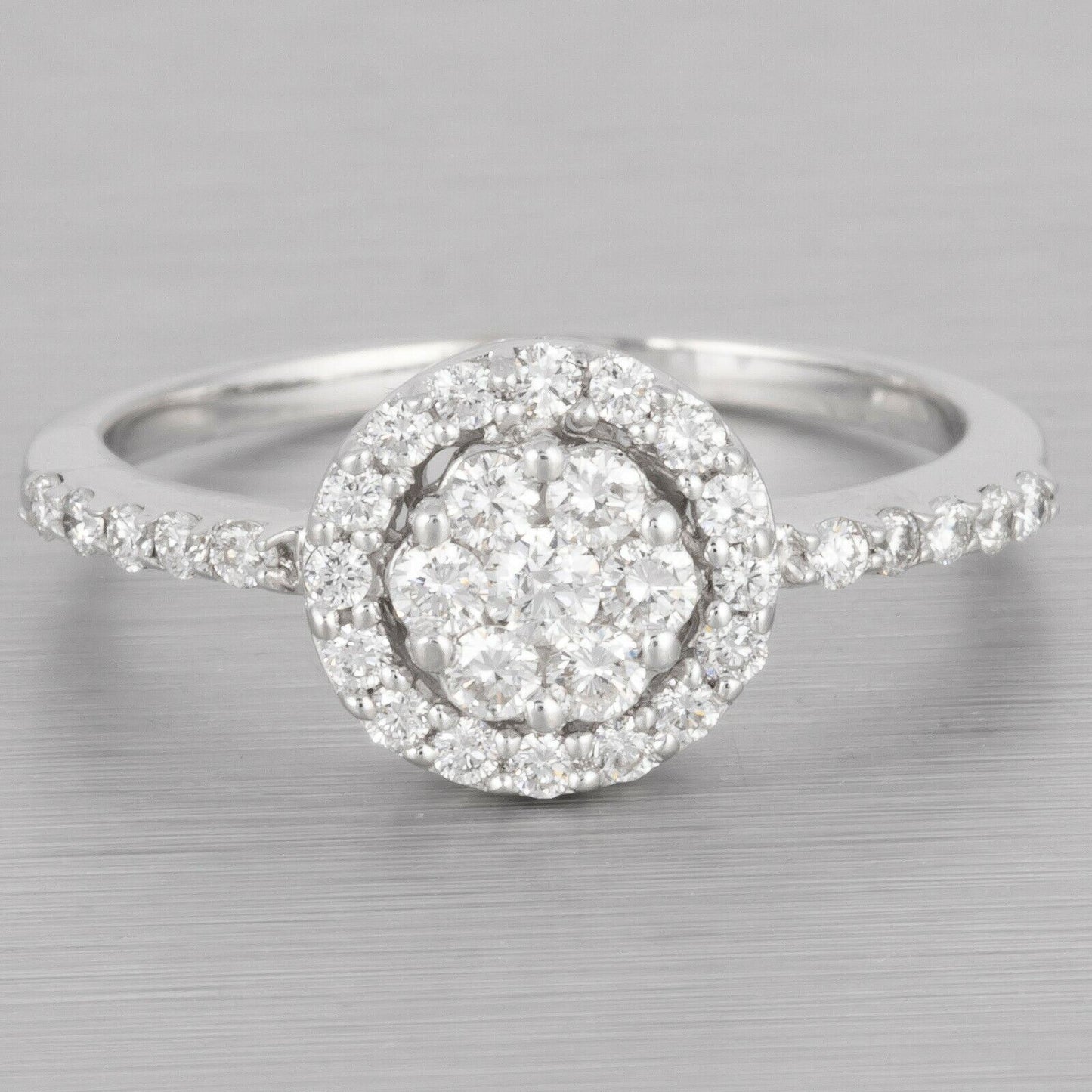 Estate 14k White Gold Diamond Cluster Halo Ring 0.43ctw G VS2 Size 6.75