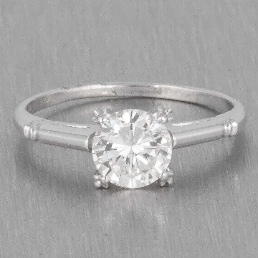 Modern Estate 14k White Gold Solitaire Diamond Engagement Ring 0.68ct Size 4