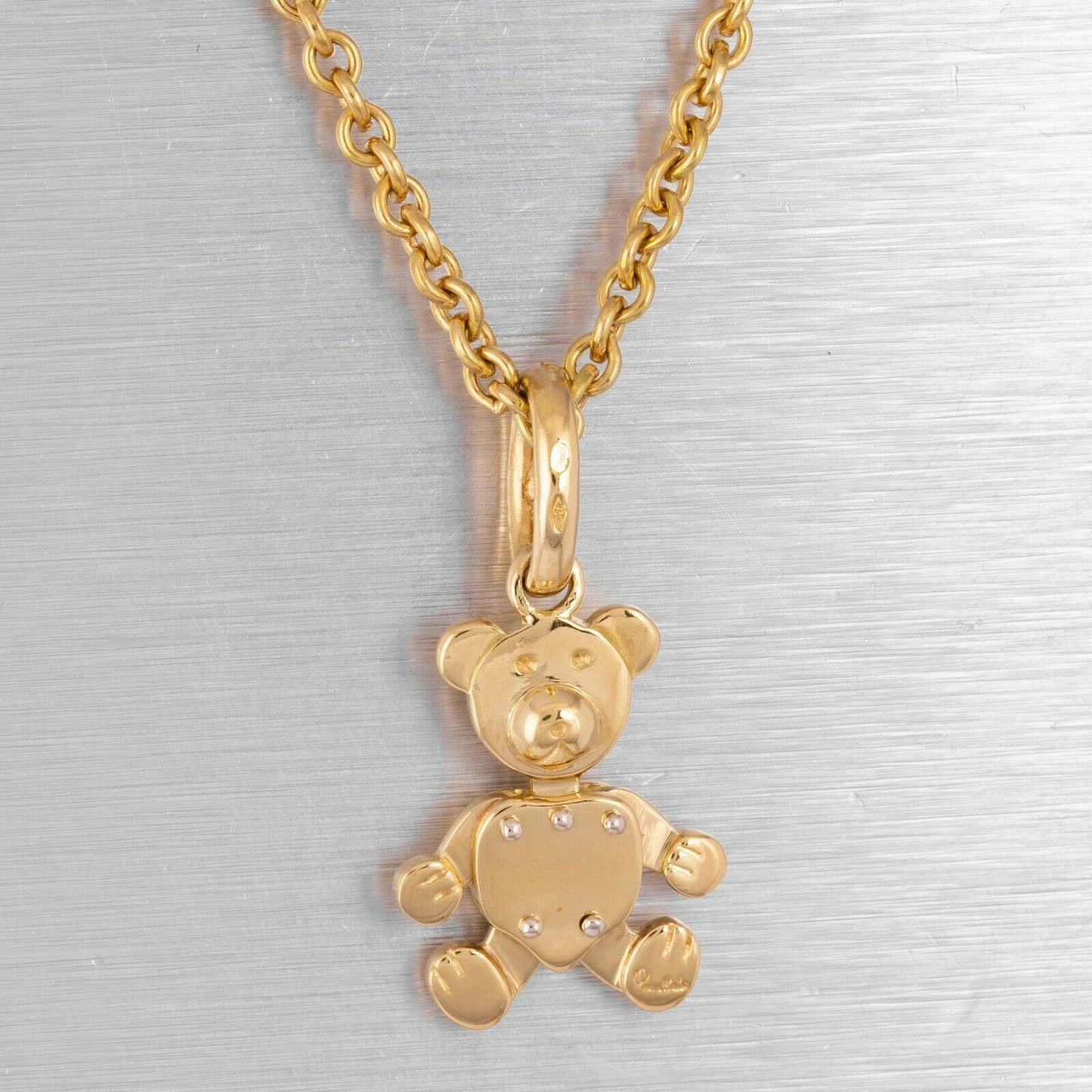 Pomellato Orsetto 18k Yellow Gold MEDIUM Teddy Bear Charm with Chain 19.7g