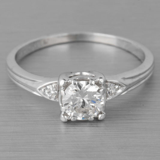 Modern Estate Platinum 900 G-H VS1 Diamond Engagement Ring 0.55ctw