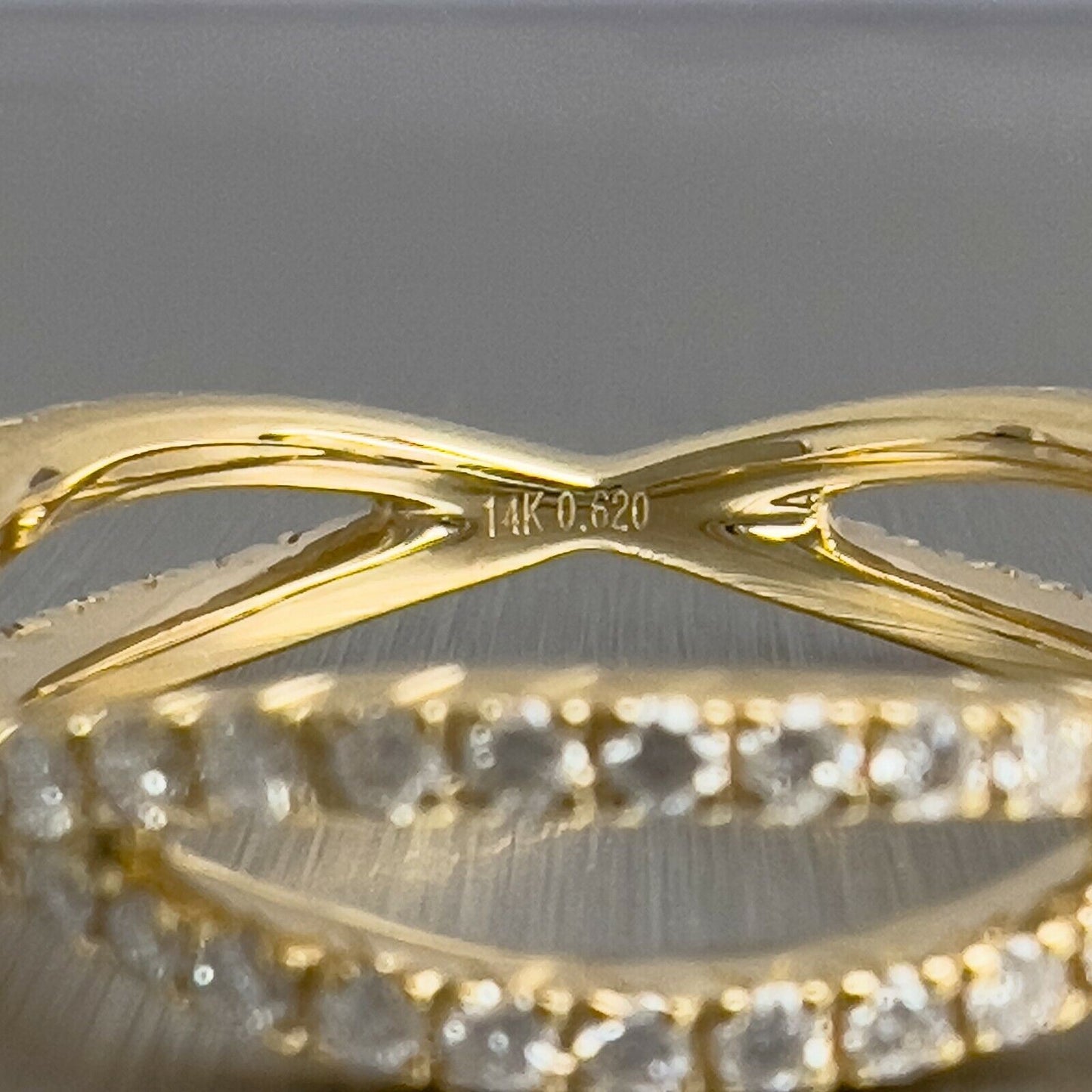 14k Yellow Gold Diamond Crossover Eternity Band 0.62ctw Size 6