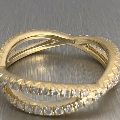 14k Yellow Gold Diamond Crossover Eternity Band 0.62ctw Size 6