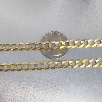 14k Yellow Gold Flat Cuban Curb Link 7.00mm Chain Necklace 26" 31.3g