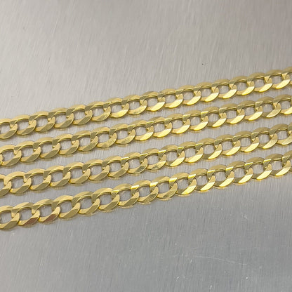 14k Yellow Gold Flat Cuban Curb Link 7.00mm Chain Necklace 26" 31.3g