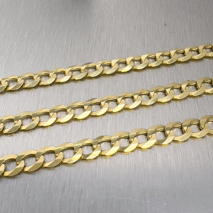 14k Yellow Gold Flat Cuban Curb Link 7.00mm Chain Necklace 26" 31.3g