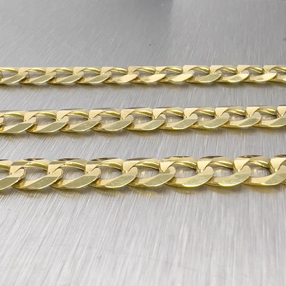 14k Yellow Gold Flat Cuban Curb Link 7.00mm Chain Necklace 26" 31.3g