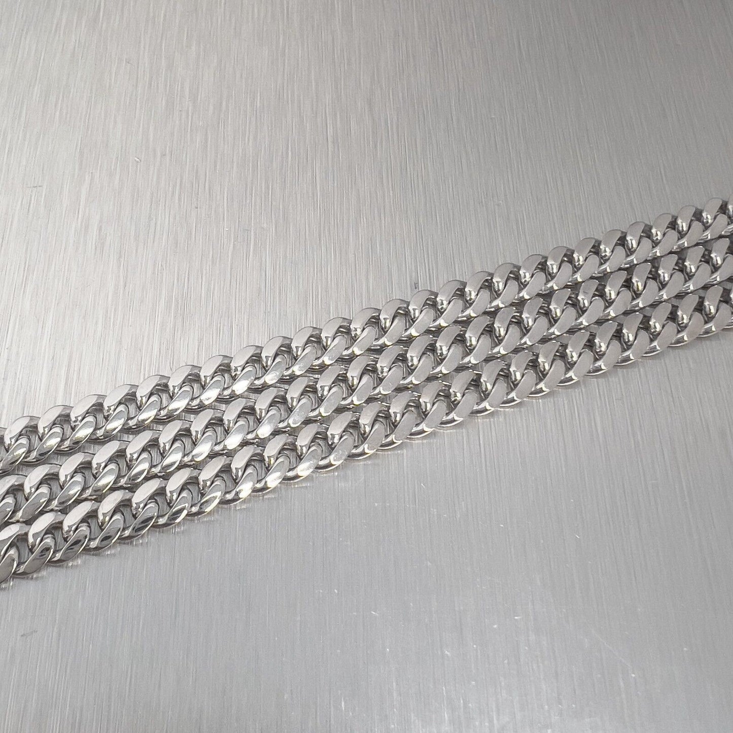 14k White Gold Flat Cuban Link 5.00mm Chain Necklace 21.5" 34.6g ITALY