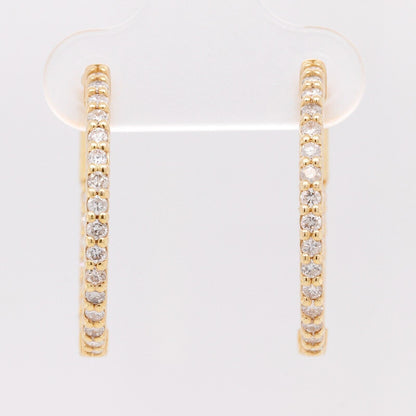 14k Yellow Gold Diamond In & Out Hoop Earrings 0.75ctw G SI1 - Snap Closure