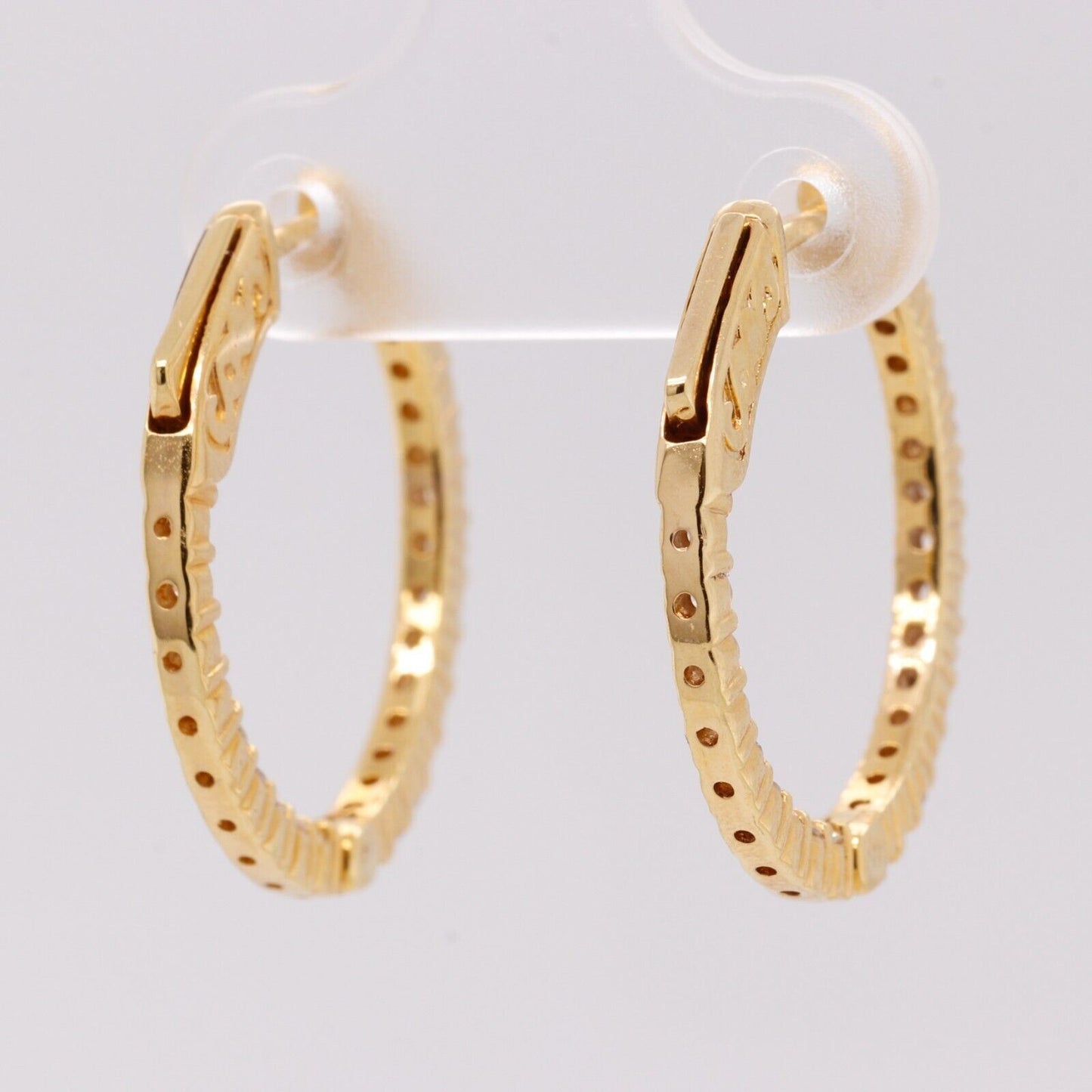 14k Yellow Gold Diamond In & Out Hoop Earrings 0.75ctw G SI1 - Snap Closure