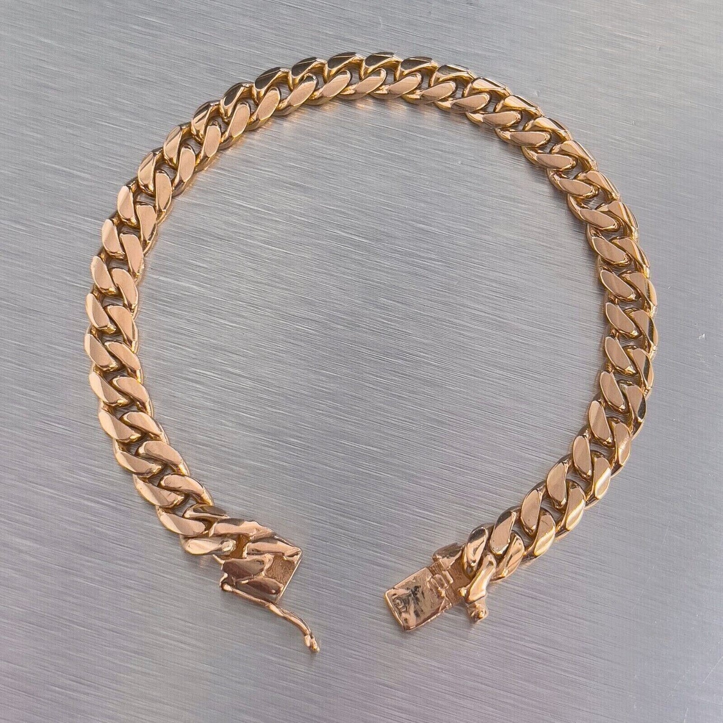 18k Rose Gold Cuban Link 6.50mm Hidden Box Clasp Bracelet 7.25" 28g