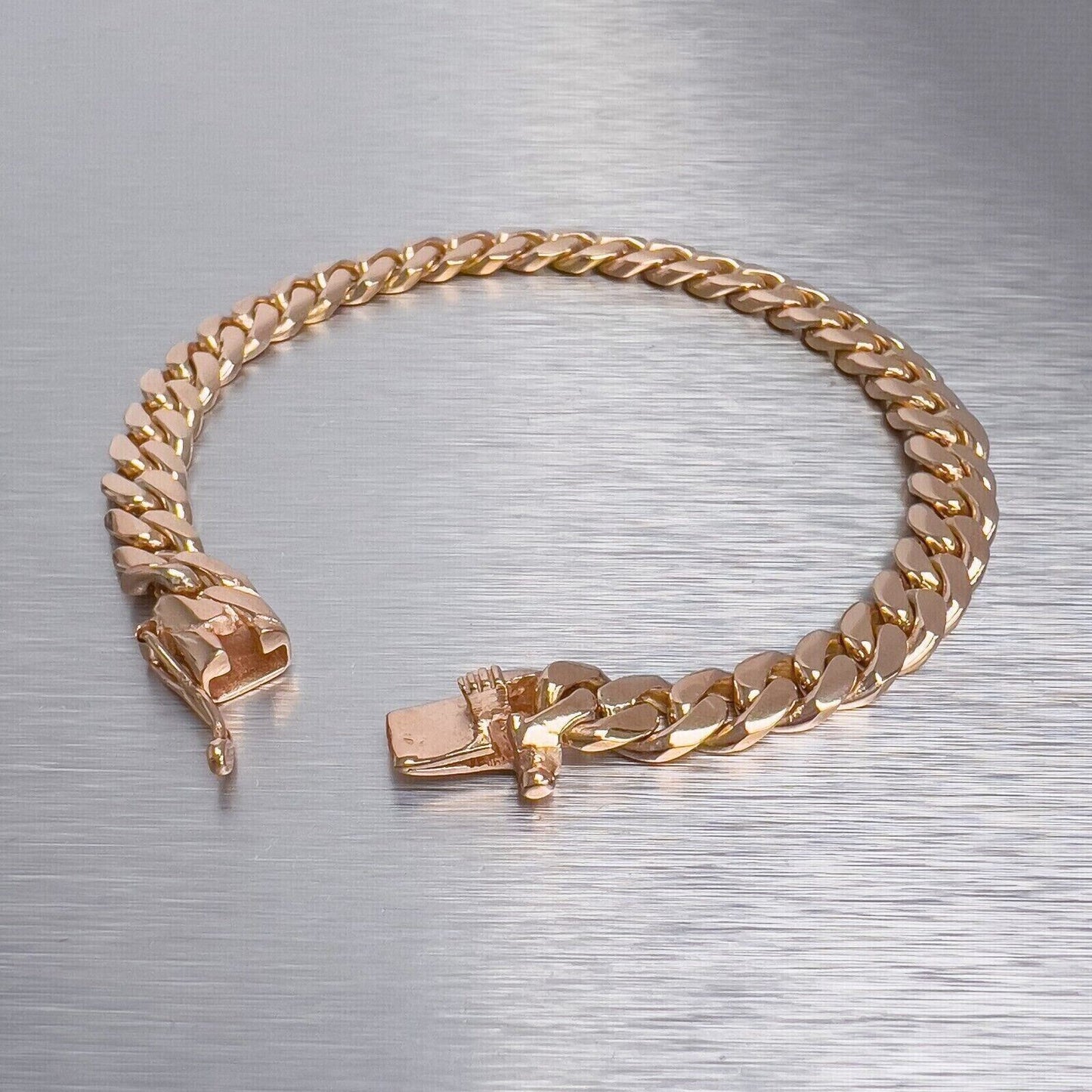 18k Rose Gold Cuban Link 6.50mm Hidden Box Clasp Bracelet 7.25" 28g