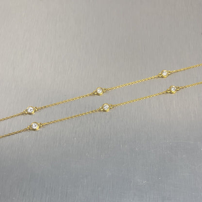 14k Yellow Gold 10 Station Diamonds by the Yard Necklace 0.75ctw 16" 2.8g