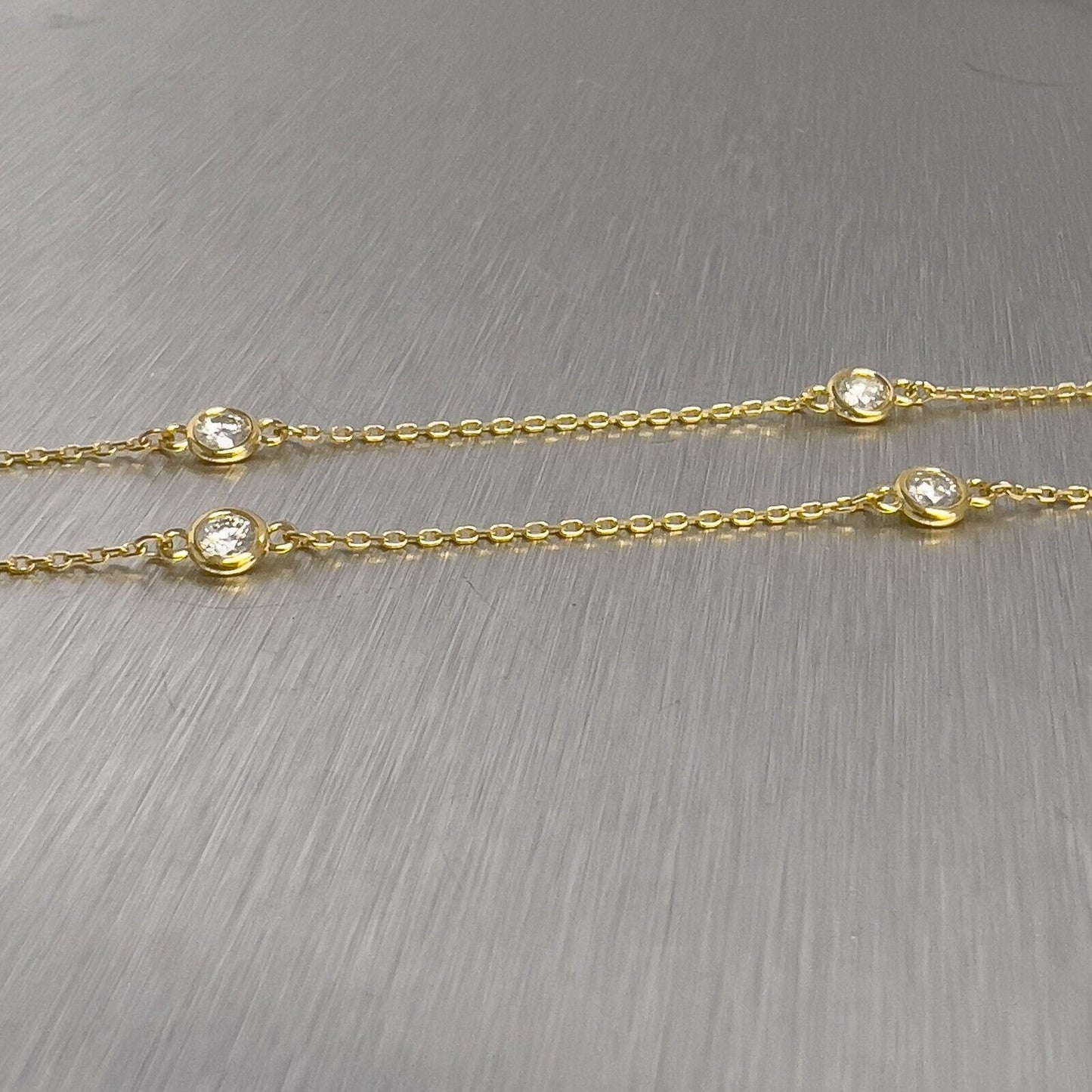 14k Yellow Gold 10 Station Diamonds by the Yard Necklace 0.75ctw 16" 2.8g