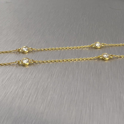 14k Yellow Gold 10 Station Diamonds by the Yard Necklace 0.75ctw 16" 2.8g