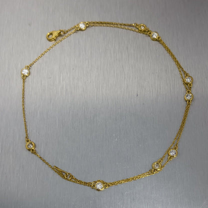 14k Yellow Gold 10 Station Diamonds by the Yard Necklace 0.75ctw 16" 2.8g