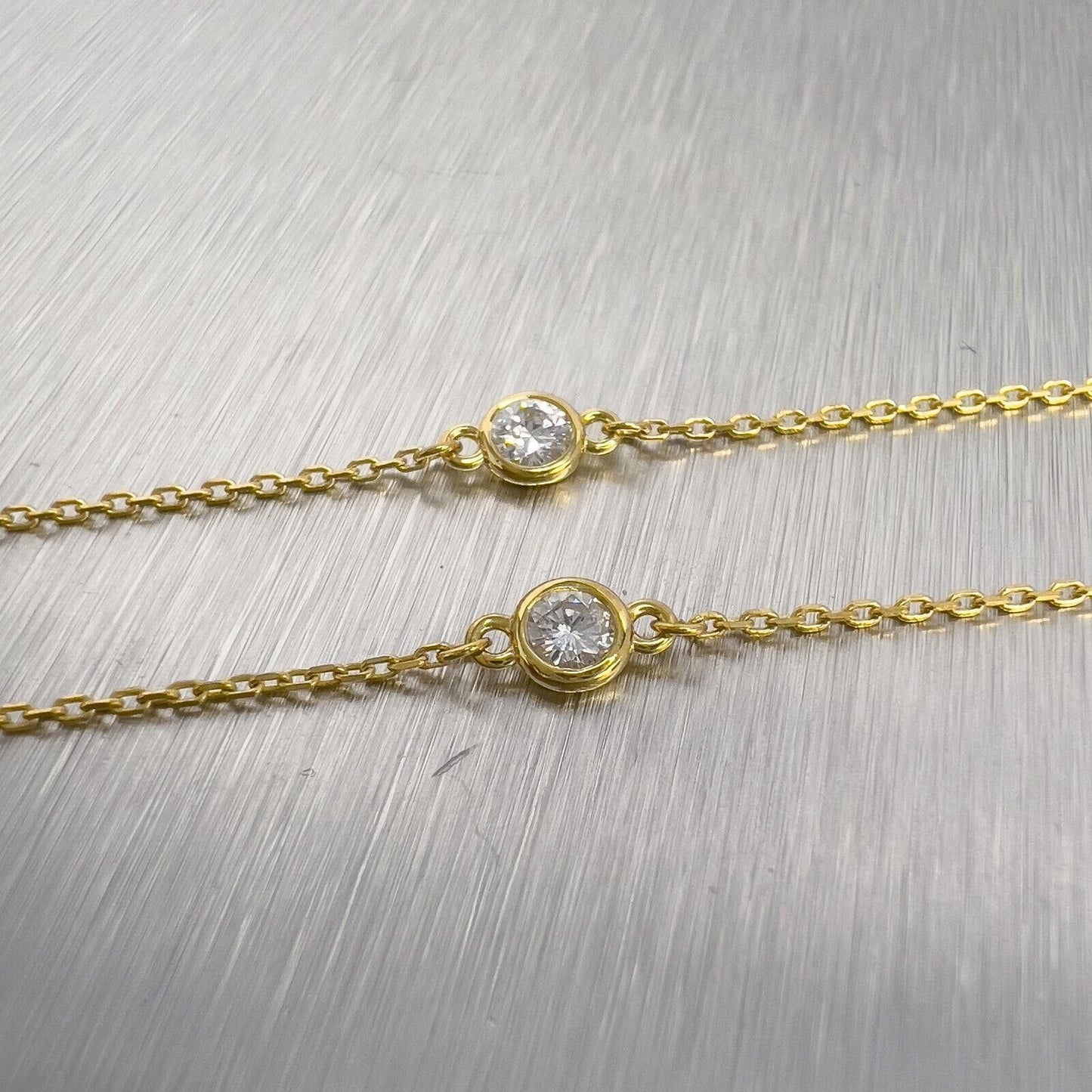 14k Yellow Gold 10 Station Diamonds by the Yard Necklace 0.75ctw 16" 2.8g