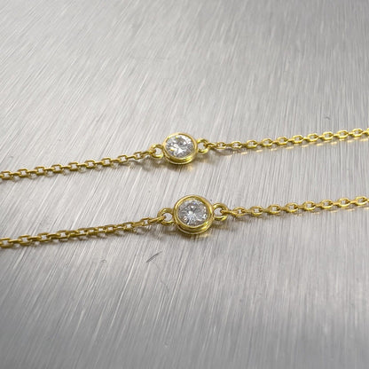 14k Yellow Gold 10 Station Diamonds by the Yard Necklace 0.75ctw 16" 2.8g