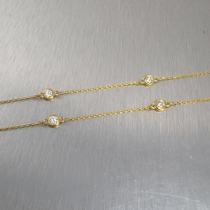 14k Yellow Gold 10 Station Diamonds by the Yard Necklace 0.75ctw 16" 2.8g