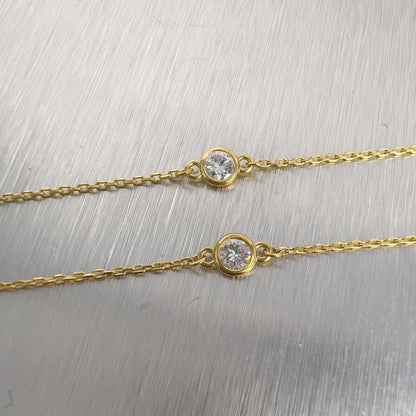 14k Yellow Gold 10 Station Diamonds by the Yard Necklace 0.75ctw 16" 2.8g