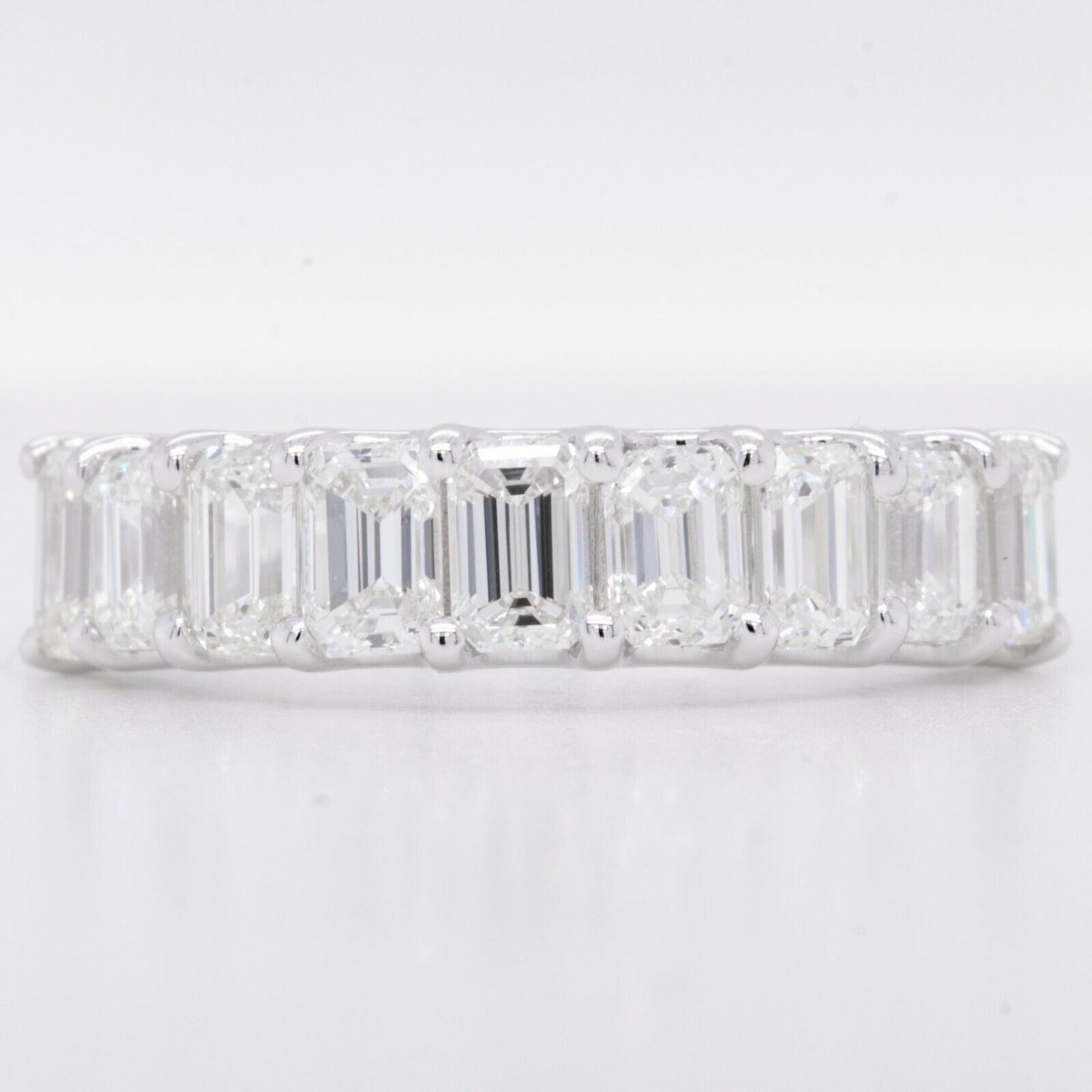 18k White Gold Emerald Cut Diamond 9 Stone Wedding Band 2.05ctw Ring Size 6