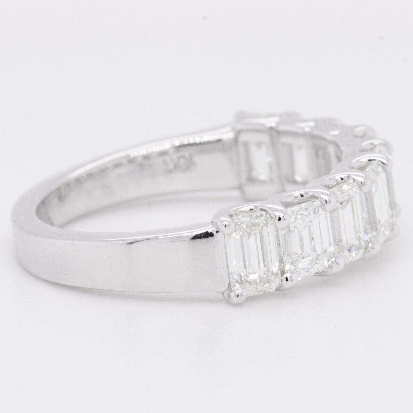 18k White Gold Emerald Cut Diamond 9 Stone Wedding Band 2.05ctw Ring Size 6