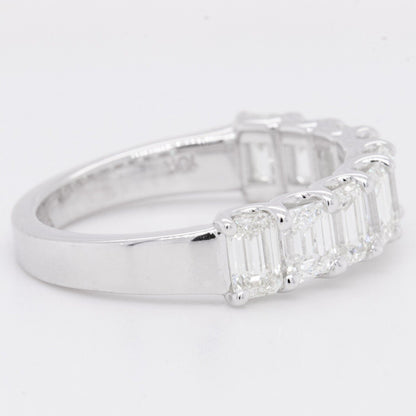 18k White Gold Emerald Cut Diamond 9 Stone Wedding Band 2.05ctw Ring Size 6