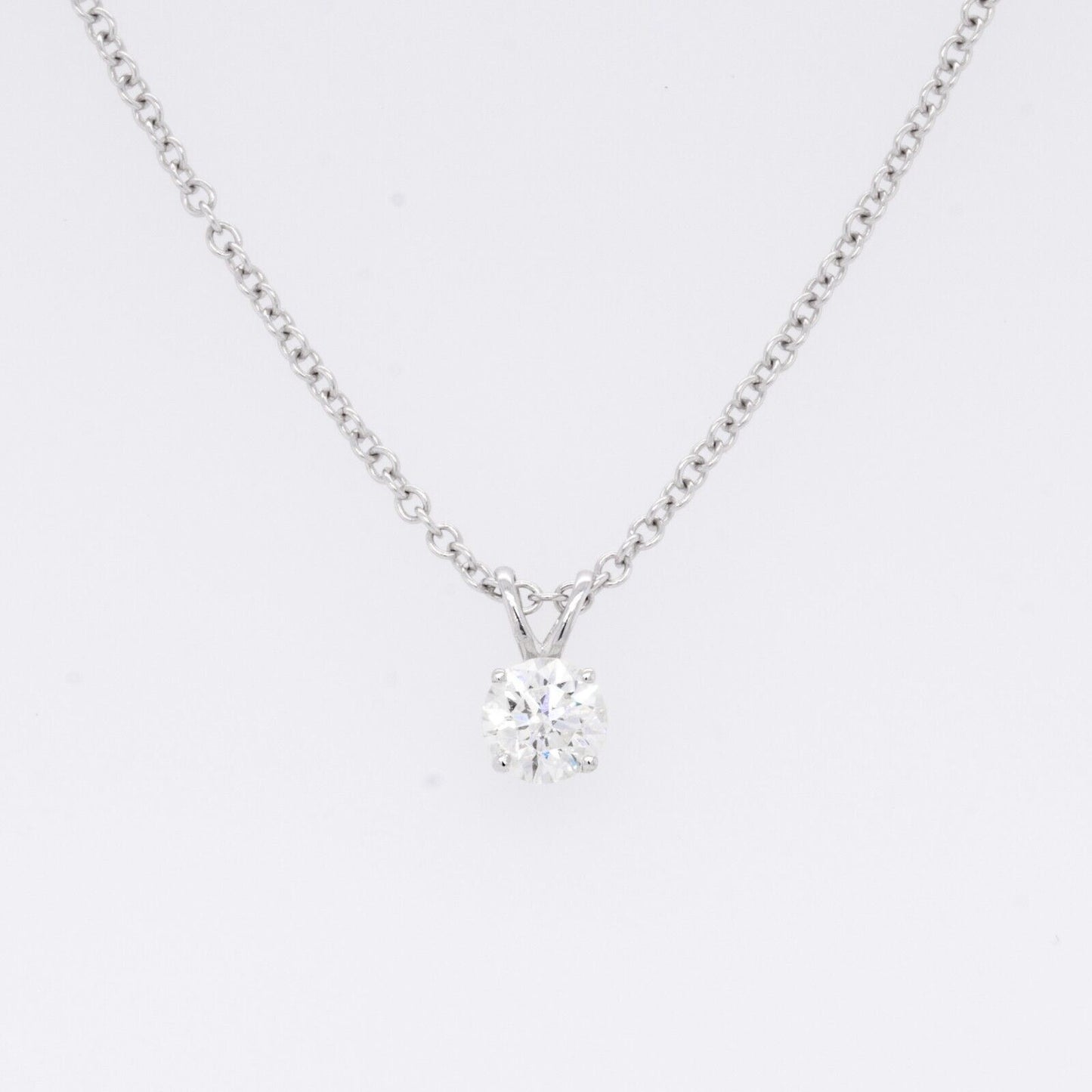 14k White Gold Single Diamond Pendant Necklace 0.27ct H SI1 18" 1.9g