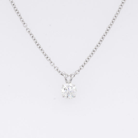 14k White Gold Single Diamond Pendant Necklace 0.27ct H SI1 18" 1.9g