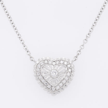 14k White Gold Diamond Heart Pendant Necklace 0.30ctw G VS2 5.7 grams 17"