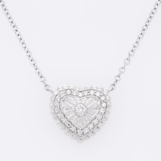 14k White Gold Diamond Heart Pendant Necklace 0.30ctw G VS2 5.7 grams 17"