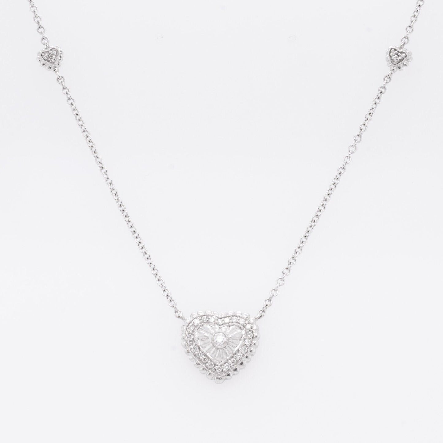 14k White Gold Diamond Heart Pendant Necklace 0.30ctw G VS2 5.7 grams 17"