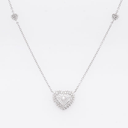 14k White Gold Diamond Heart Pendant Necklace 0.30ctw G VS2 5.7 grams 17"