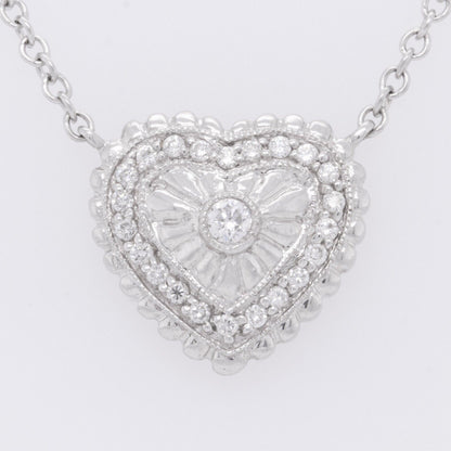 14k White Gold Diamond Heart Pendant Necklace 0.30ctw G VS2 5.7 grams 17"