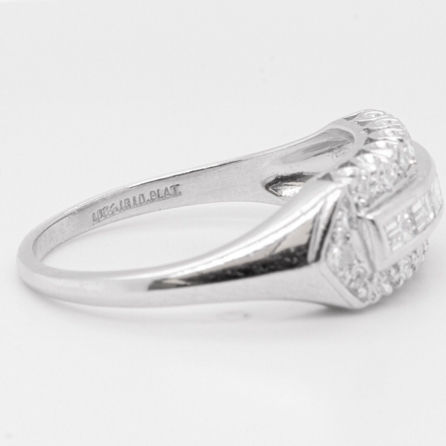 Platinum 900 Straight Baguette & Single Cut Diamond Ring 0.80ctw G VS2 sz 9.25