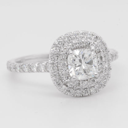 18k White Gold Cushion Cut GIA Diamond Engagement Ring 1.29ctw G-H VS1-VS2 sz 6
