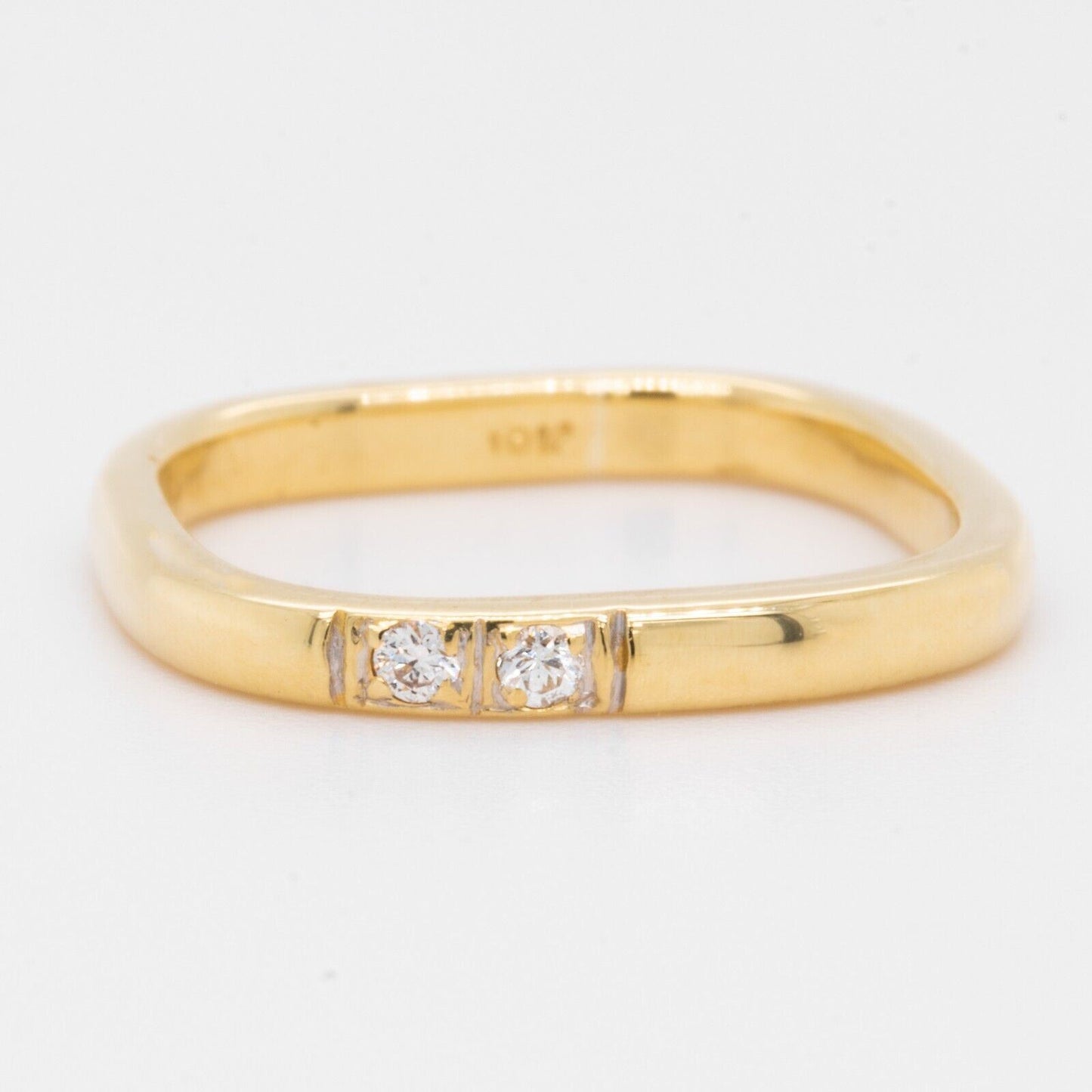 18k Yellow Gold Two Stone Diamond Mid Knuckle Band 0.05ctw Ring Size 2.75