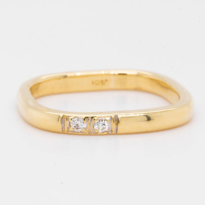 18k Yellow Gold Two Stone Diamond Mid Knuckle Band 0.05ctw Ring Size 2.75