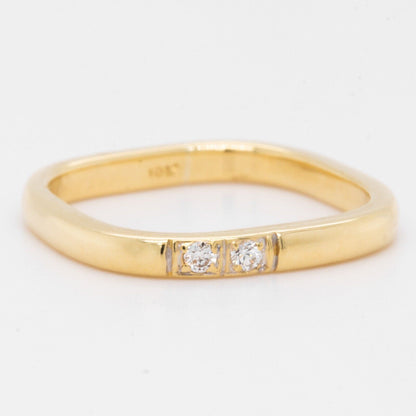 18k Yellow Gold Two Stone Diamond Mid Knuckle Band 0.05ctw Ring Size 2.75