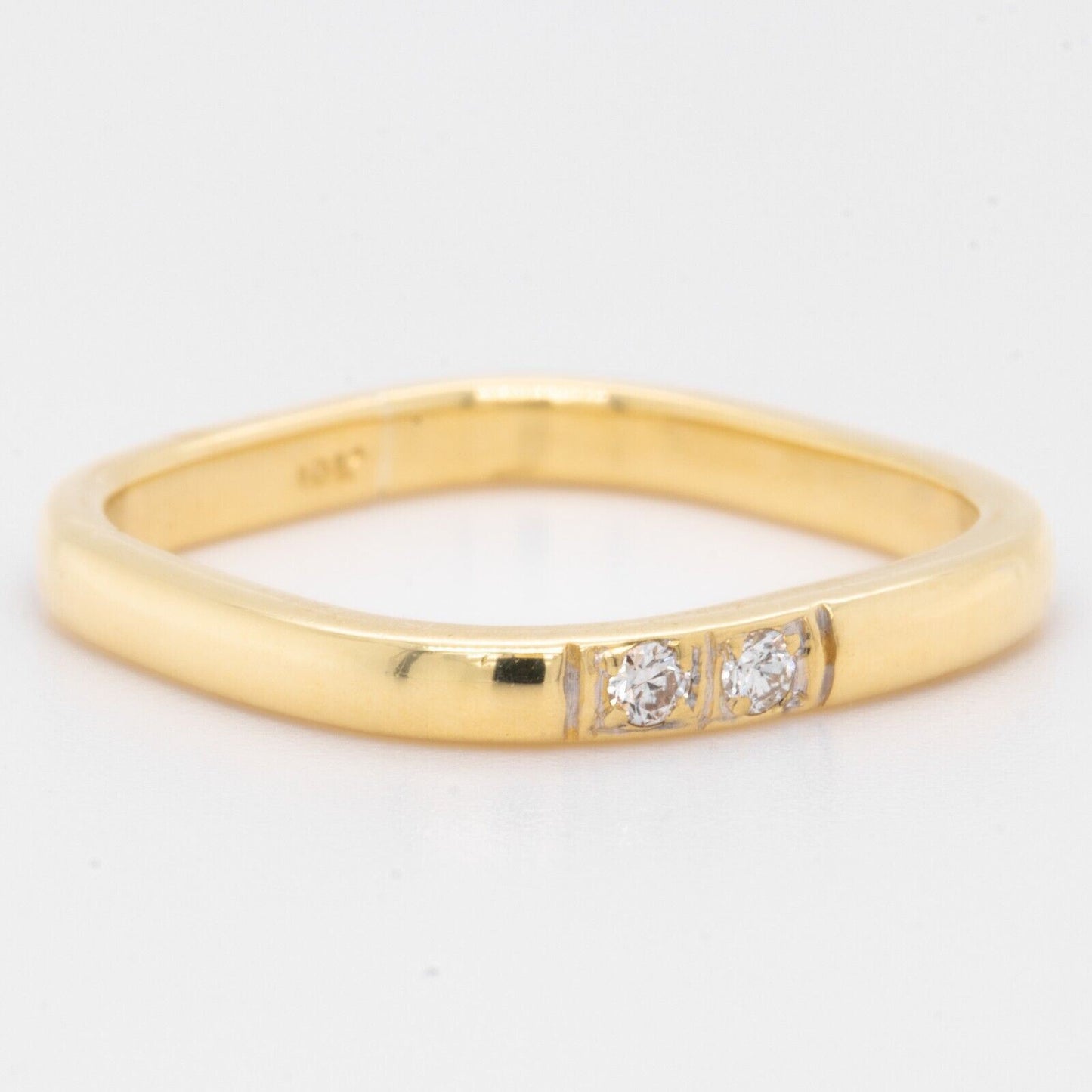 18k Yellow Gold Two Stone Diamond Mid Knuckle Band 0.05ctw Ring Size 2.75