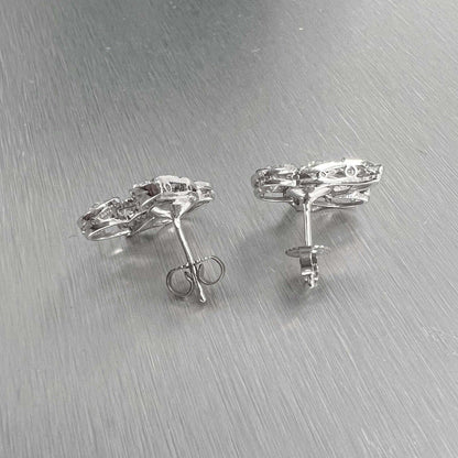 Antique Platinum 950 Old Mine & Baguette Diamond Ribbon Earrings 2.97ctw G SI1