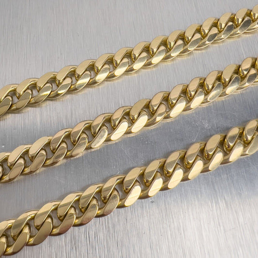 14k Yellow Gold Miami Cuban Curb Link 8.80mm Chain Necklace 24" 124.4g HEAVY